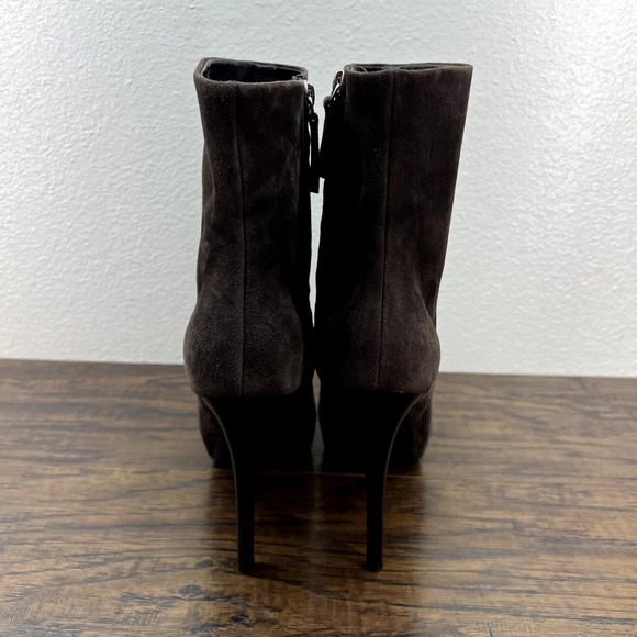Giuseppe Zanotti Womens Boots Size 37 US 7 Platform Heel Dark Brown Suede Zip - Picture 4 of 11